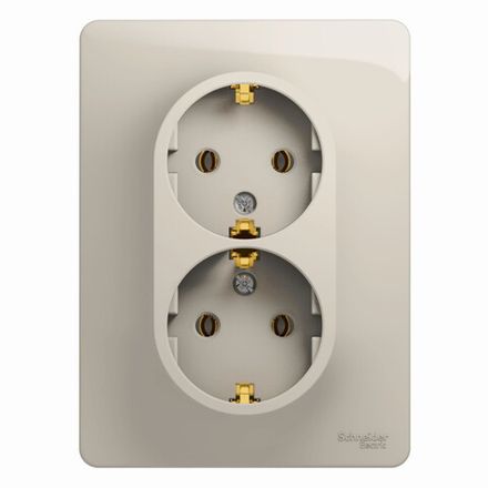 Розетка двухместная Systeme Electric Glossa Молоч с/з в сборе 16А