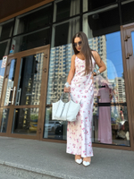 Платье-комбинация Ailuna collection 777 атласное в цветок на лямках с регулировкой