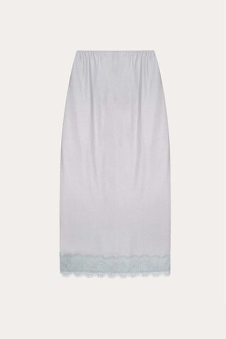 Подъюбник с кружевом серо-голубой