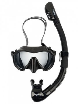 Набор маска+трубка в сумке Sargan Сталкер-М черный/черный