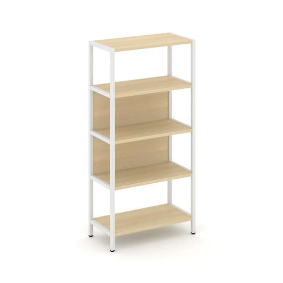 Shelf System Односекционный стеллаж четырехярусный SN.STM-411 Акация Лорка/Металл Белый 810*400*1613