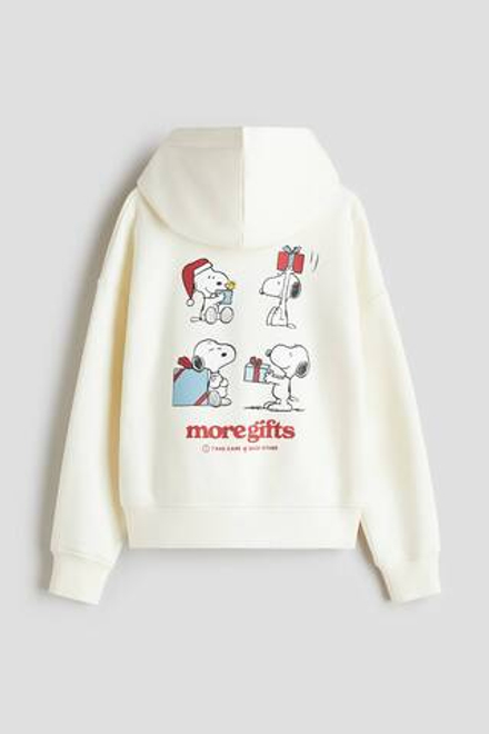 H&M Толстовка с капюшоном и принтом, белый