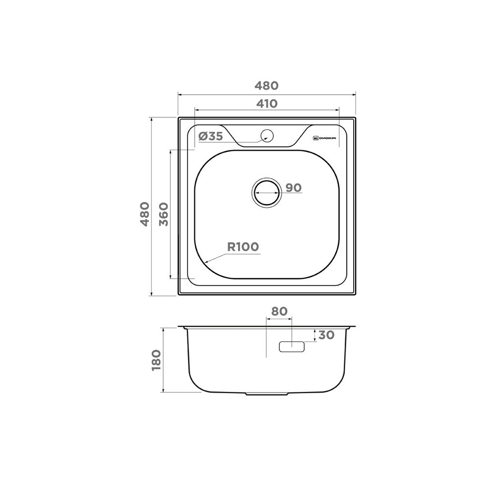 Кухонная мойка Omoikiri SARU 48 IN, нержавеющая сталь 4993833