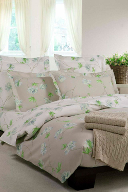 Постельное белье 2 спальное евро макси Mirabello Azalee double v02M бежевое-голубое