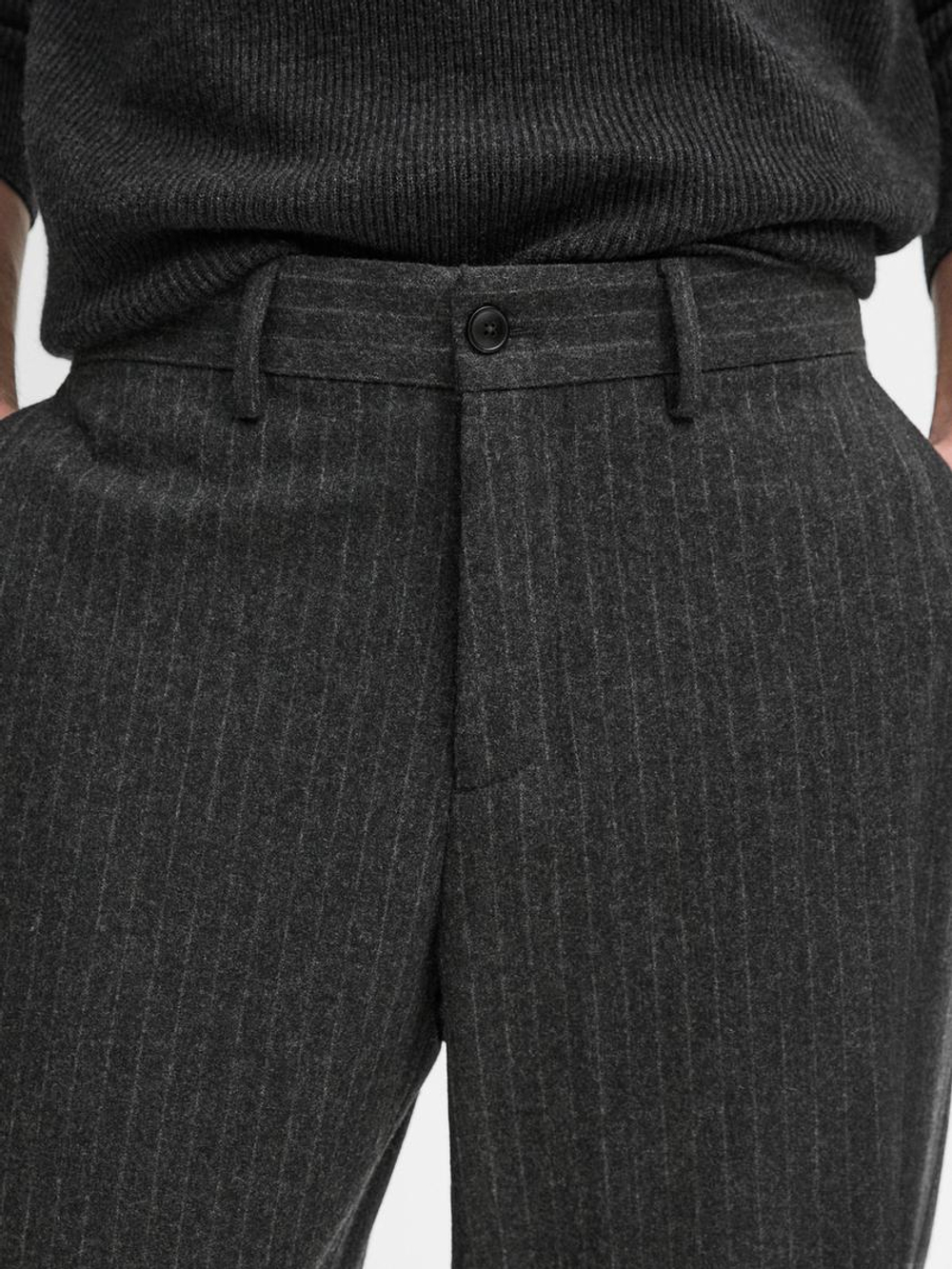 Massimo Dutti Брюки классического кроя из фланели в полоску, серый