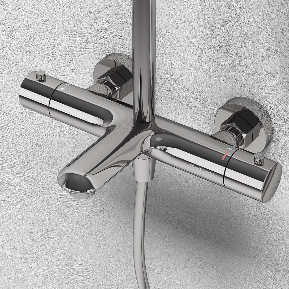 Душевая система Abelsberg Perfecta SNS61202CH с термостатом для ванны и душа, глянцевый хром