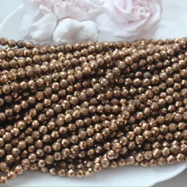 Гематин гематит, граненый шарик, 4 мм, шоколад, 1 нить, ГМ094