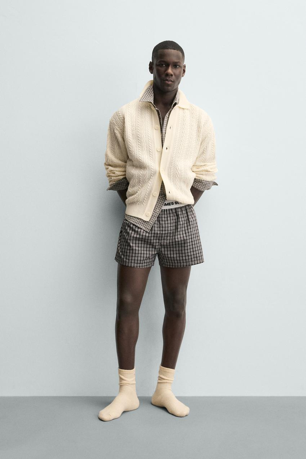 ZARA КАРДИГАН СО СТРУКТУРНЫМ УЗОРОМ «КОСЫ», ЭКРЮ