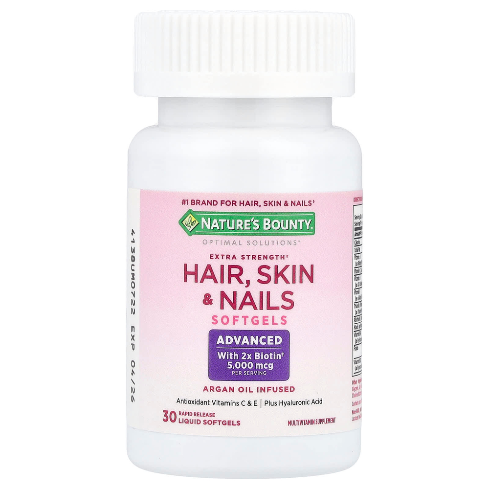 Nature's Bounty, Optimal Solutions®, для здоровья волос, кожи и ногтей, 30 капсул с быстрым высвобождением