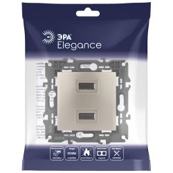14-4110-04 ЭРА Устройство зарядное USB, 230В/5В-2100мА, IP20, Эра Elegance, шампань