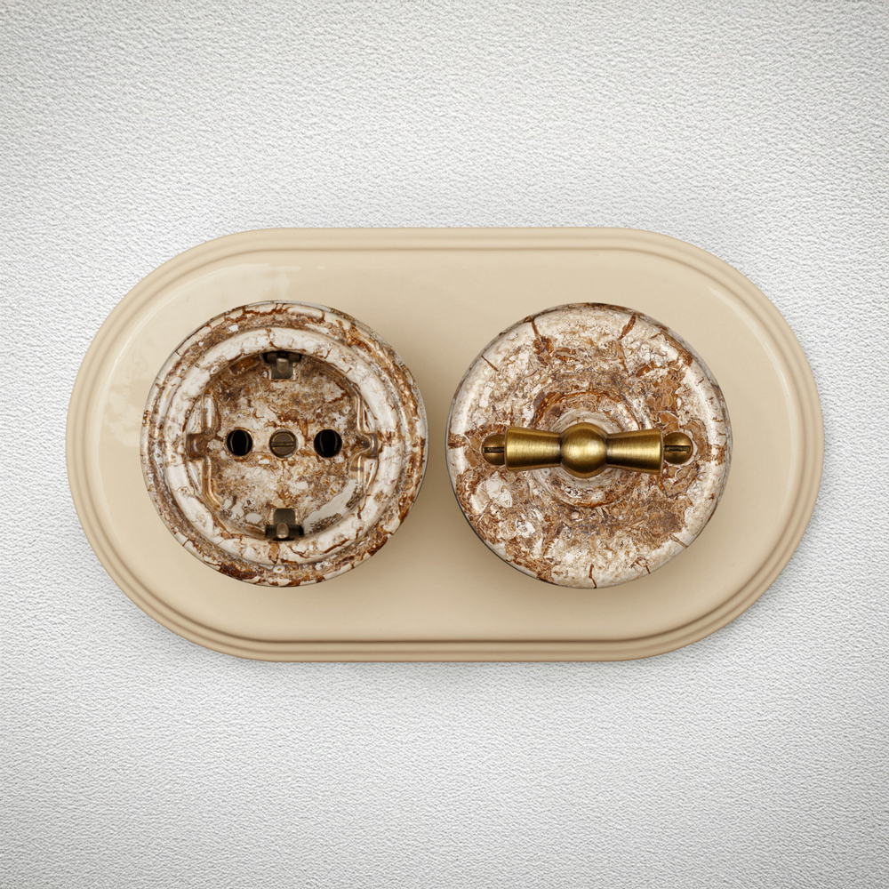 Выключатель 1кл., перекрестный, керамика, цвет мрамор B1-203-09