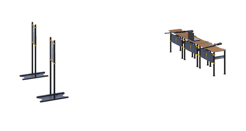 ГОТОВОЕ РЕШЕНИЕ Комплекс для стрельбы из электронного оружия из положения сидя с опорой локтей о стол на 2 направления