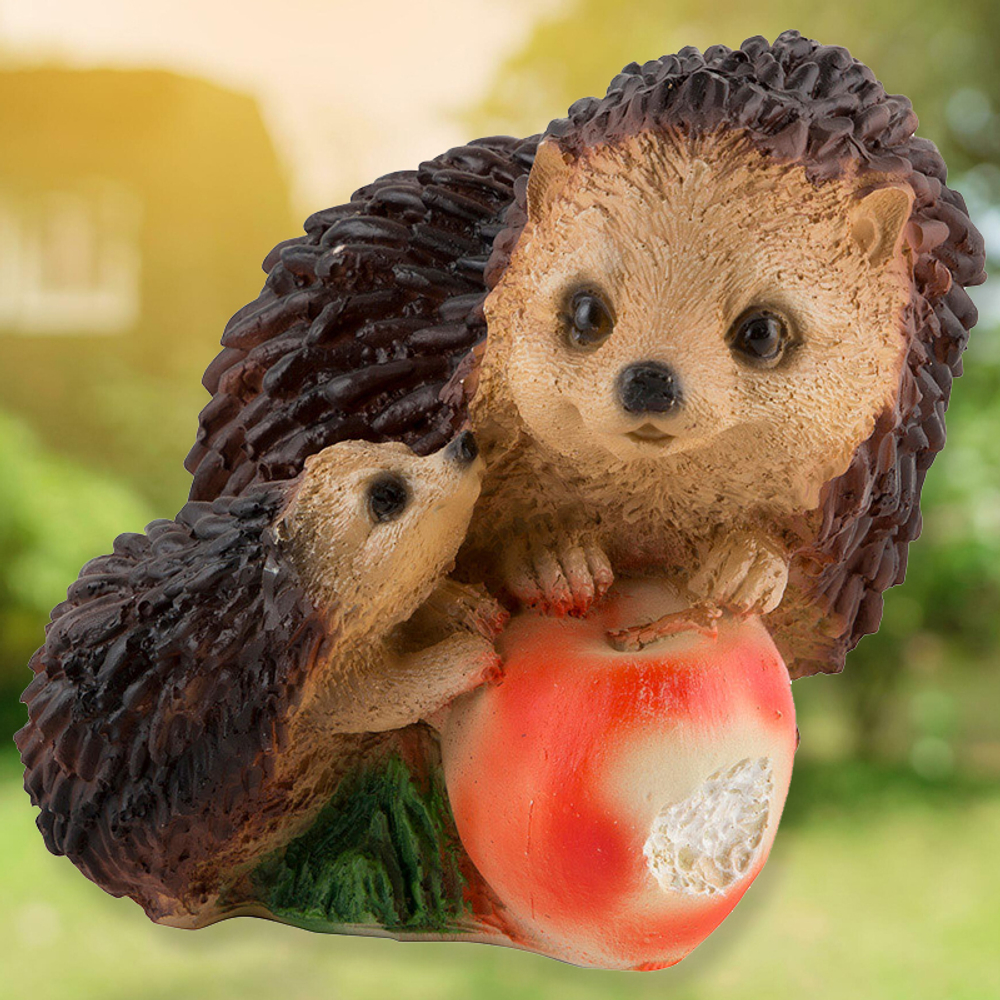 Фигура садовая "Ежики с яблоком" 18*16*14см, полистоун