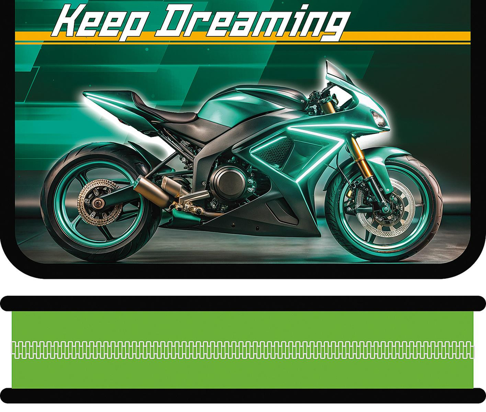 Пенал 1 секц. большой печать на фольге 190/115 "Мотоцикл мечты 2025" (Пчёлка)