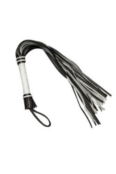 Плеть гладкая из черной и белой кожи с жесткой рукоятью (Цвет: черный с белым)