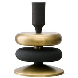 Подсвечник Stone, 17 см, черный/античная латунь