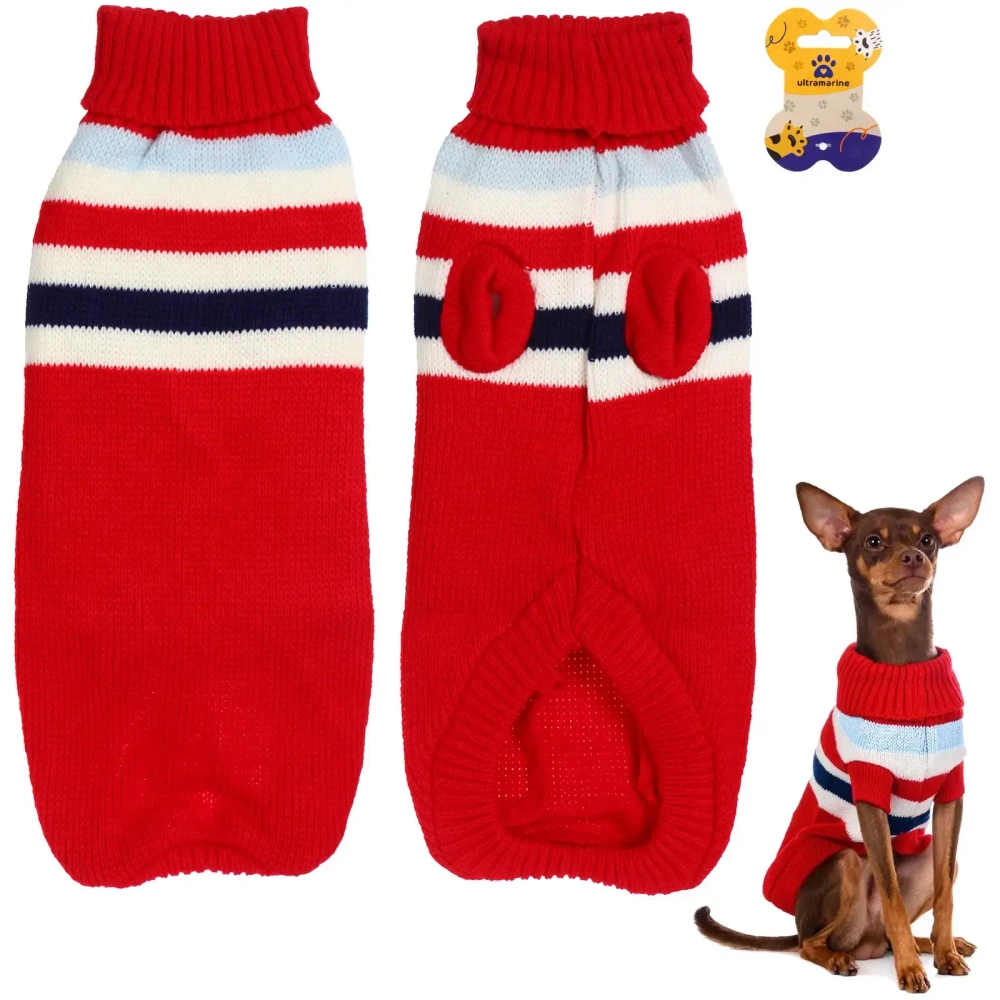 Кофта - свитер для мелких пород собак и кошек «BRO Style», полосочки, цвет красный, р L