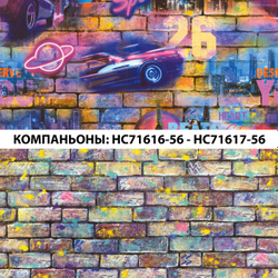 Виниловые обои в комнату подростка HomeColor HC71616-56, разноцветные