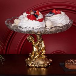 Фруктовница-конфетница Эдем со стеклянной чашей 1257 Бронза