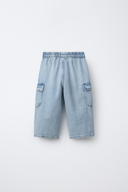 ZARA ДЖИНСЫ КАРГО, ВЫЦВЕТШИЙ СИНИЙ