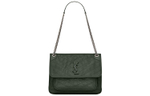 SAINT LAURENT Niki Cow Leather Hobo Bag, Crossbody Bag, Shoulder Bag Women"s Dark Green