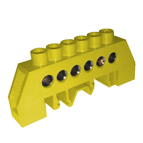 Шина PE (земля) 6х16мм2 изолированная на винты и DIN-рейку тип Стойка ШНИ-8х12-6-КС-Ж IEK YNN10-812-6DP-K05