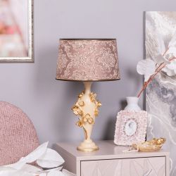 Настольная лампа Орхидея Лира Айвори с абажуром Тюссо Vatican (Ватикан) Корица