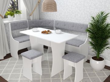 Кухонный уголок bello "Оливьер" (Белый/Рогожка Savana Plus Ash) -G/Л1