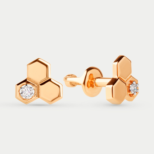 Серьги золотые с фианитами