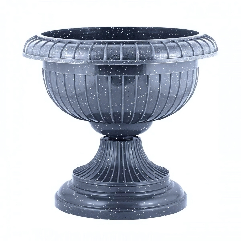 Вазон на ножке большой D 395 мм 9,5 л, тёмный камень