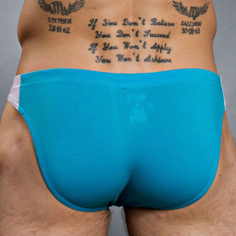 Мужские трусы слипы бирюзовые с белыми вставками Doreanse 1099