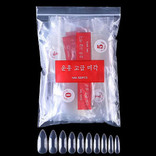 Типсы ОСТРЫЕ прозрачные без зоны 500шт