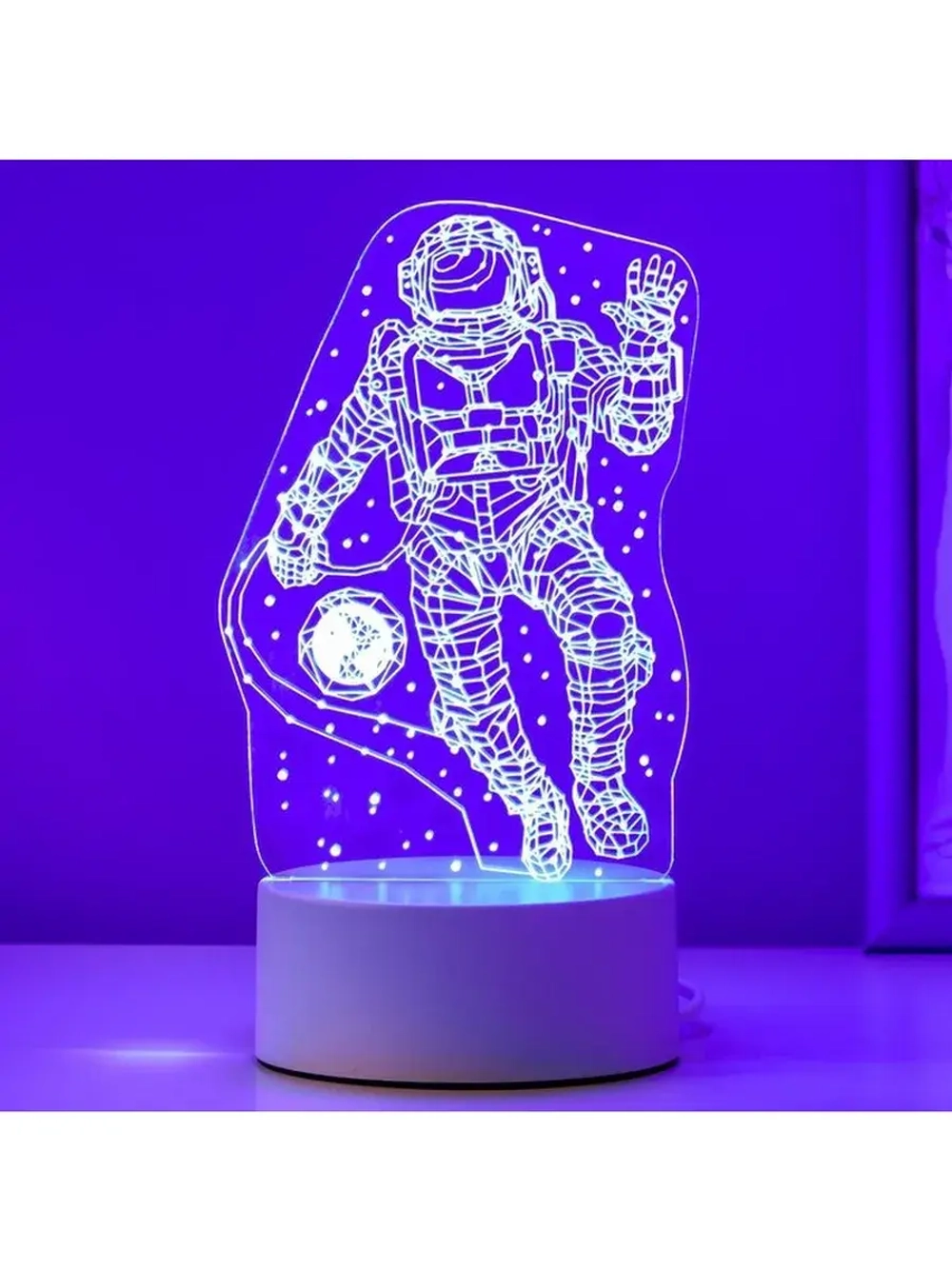 Светильник 3D ночник RISALUX «Космонавт», LED RGB, от сети,