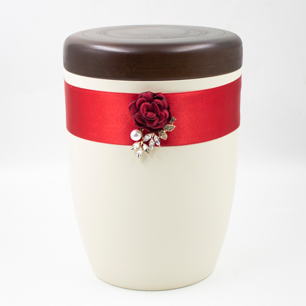 Урна для праха биоразлагаемая "Самоса" слоновая кость (красная)