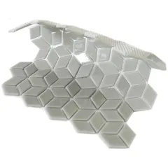 STP-GR007-RMB Natural Мозаика плитка для ванной комнаты из стекла Steppa серая светлая глянцевая