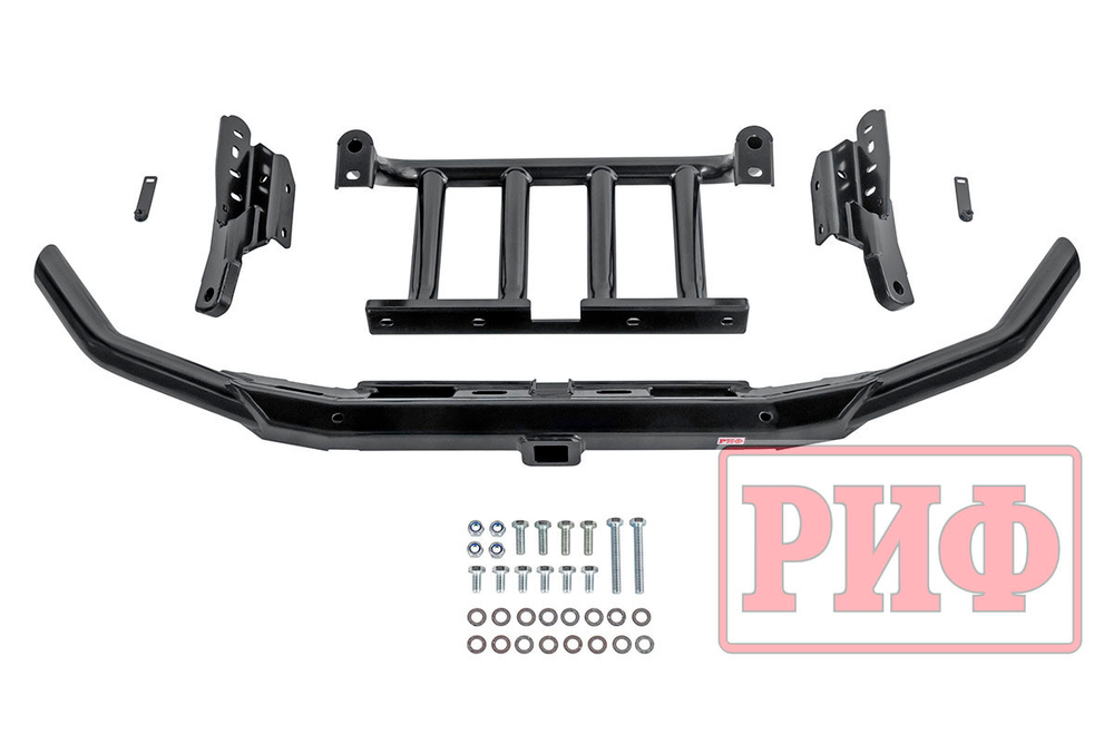 Бампер передний силовой/защита штатного бампера УАЗ Патриот 2015+ с квадратом под фаркоп и защитой рулевых тяг стандарт РИФ