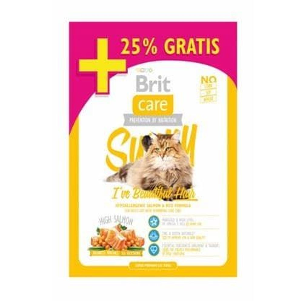 Brit Care Cat Sunny Beautiful Hair 0.4+25% БЕСПЛАТНО сухой д/кошек (уход за кожей, шерстью)
