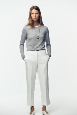 ZARA БРЮКИ С РАЗРЕЗАМИ СНИЗУ, ЭКРЮ