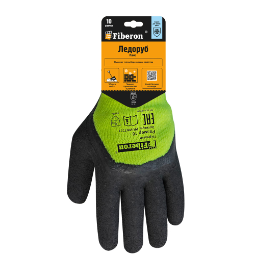 PR-WNT331 Перчатки "ЛЕДОРУБ ПЛЮC: утепленные", акрил, вспененное латексное покрытие, в и/у, 10 XL, Fiberon/60/12