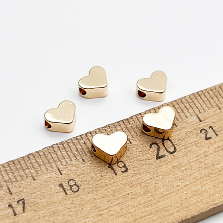 Бусина Сердце, цвет золото, размер 6*7 мм, цена за 1 шт