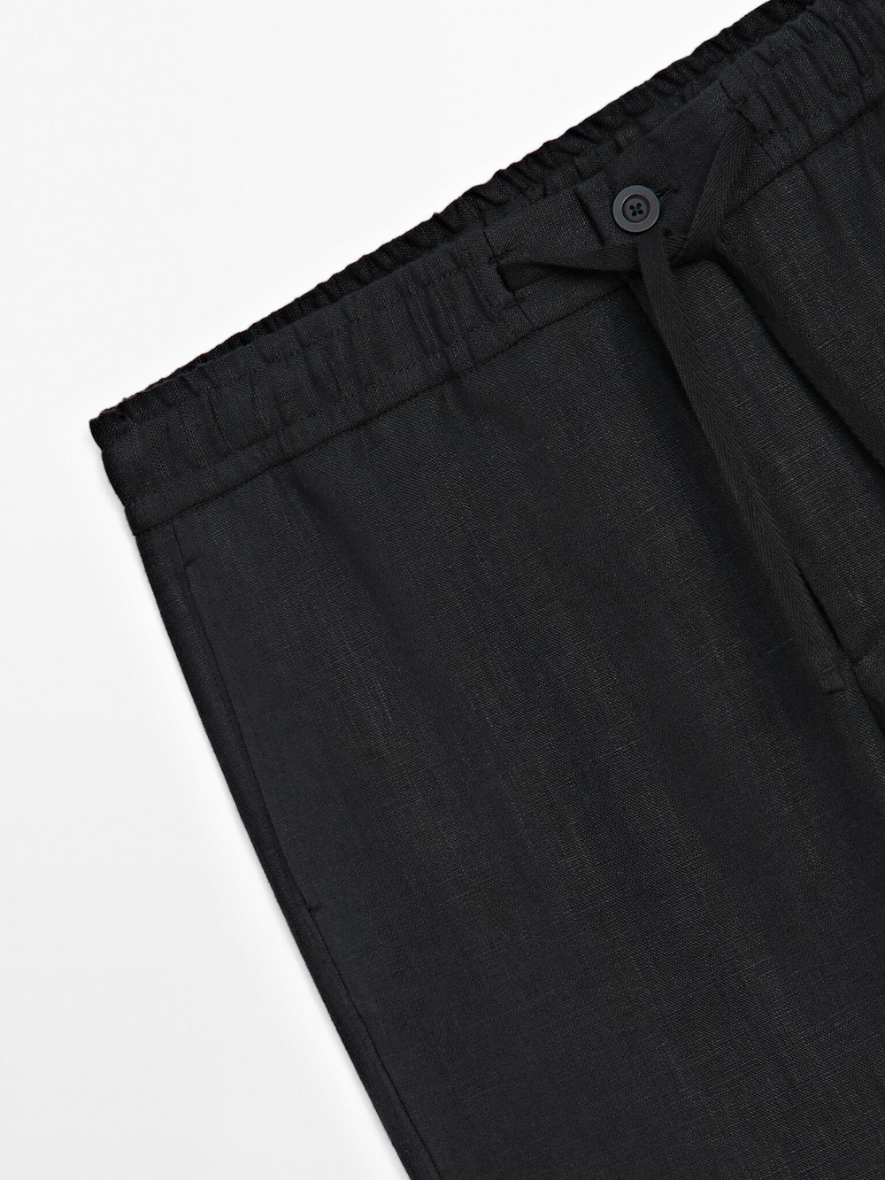 Massimo Dutti Брюки-джоггеры из 100% льна, черный