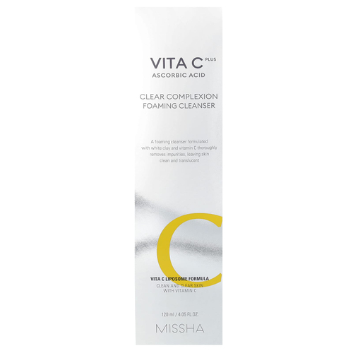 Missha, Vita C Plus Ascorbic Acid, Очищающая пенка для чистки лица, 4,05 жидких унций (120 мл)