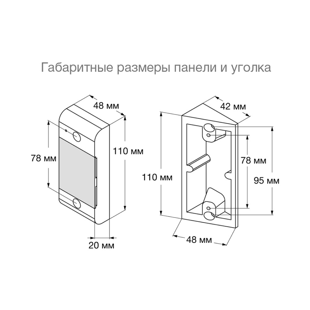Stelberry S-400 переговорное устройство габариты панели и уголка