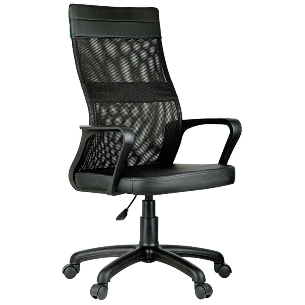 Кресло оператора Helmi HL-M65 "Sigma", экокожа/ткань сетка, черная, пиастра