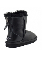 Ugg Kids Classic Short Zip Leather Black
