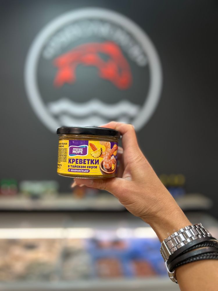 Креветки в тайском соусе с ананасами