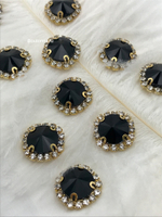 Стразы пришивные черные и серебристые в золоте в оправе (набор-10шт)