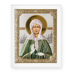 Матрона, икона прямоугольная с рамкой, белое дерево, эмаль 150х190