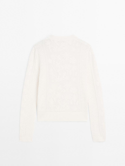 Massimo Dutti Свитер с длинными рукавами, натуральный, кремовый