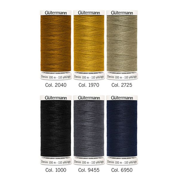 Швейные нитки (набор) Gutermann Denim 100м, 6 катушек